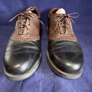 Footjoy Golf Shoes Mens 8.5 M Black & Brown Croc Soft Spikes